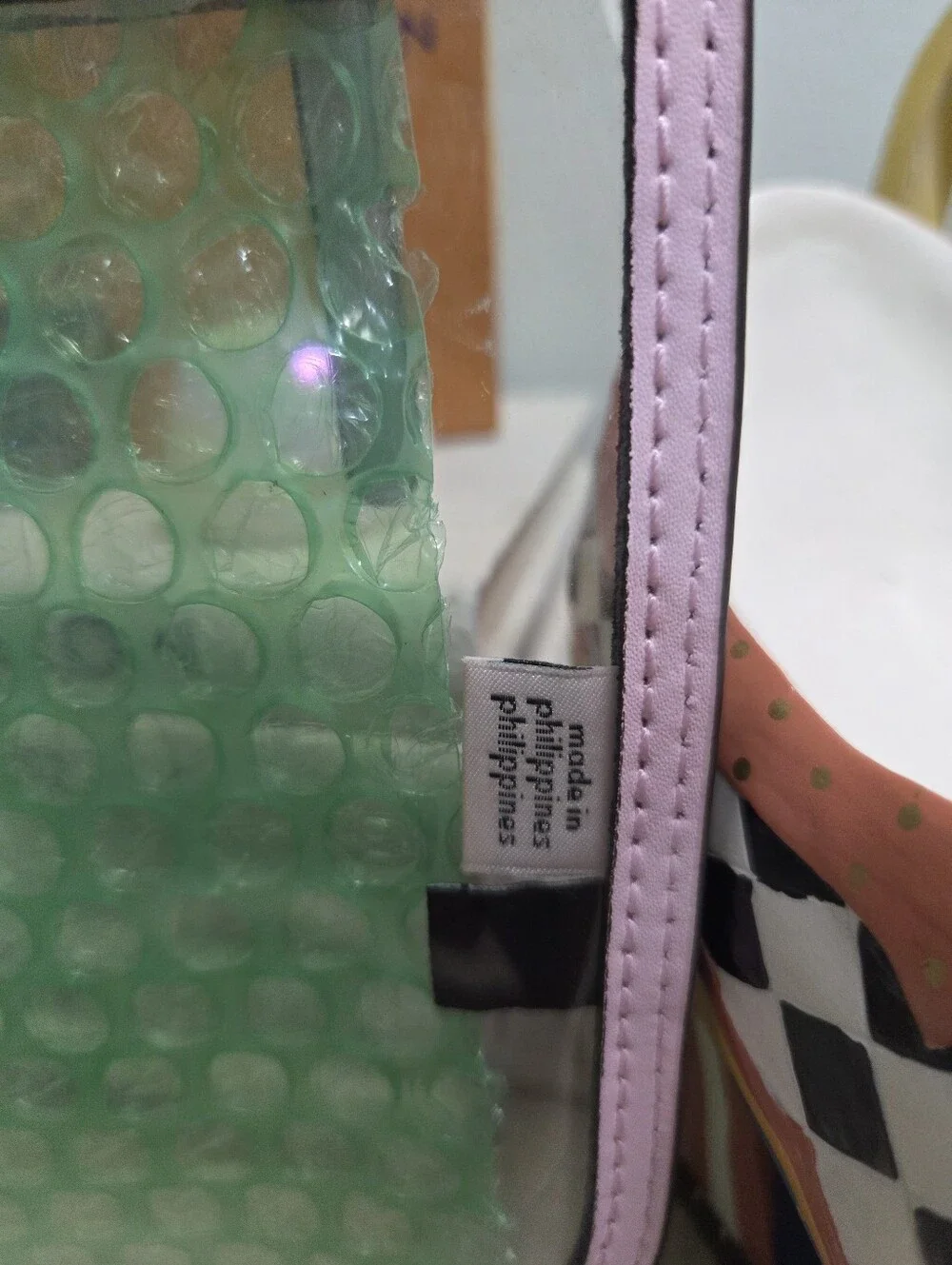 Kate Spade Jae Clear Slim Cosmetic Bag Pouch Serendipity Pink Leather Trim, NWOT